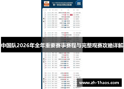 中国队2026年全年重要赛事赛程与完整观赛攻略详解