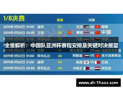 全景解析：中国队亚洲杯赛程安排及关键对决展望