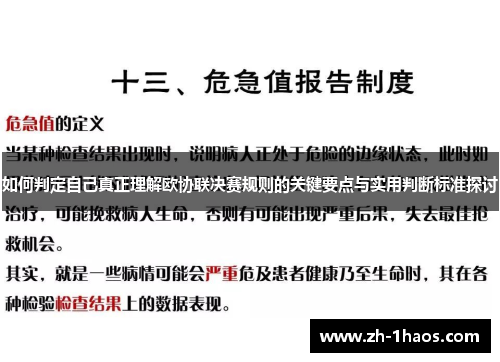 如何判定自己真正理解欧协联决赛规则的关键要点与实用判断标准探讨