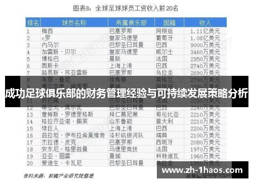 成功足球俱乐部的财务管理经验与可持续发展策略分析 成功足球俱乐部的财务管理经验与可持续发展策略分析